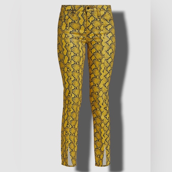 L'AGENCE Jyothi Coated Jean in Yellow/Gold Multi Palma Snake Size 25 NEW - Picture 1 of 9